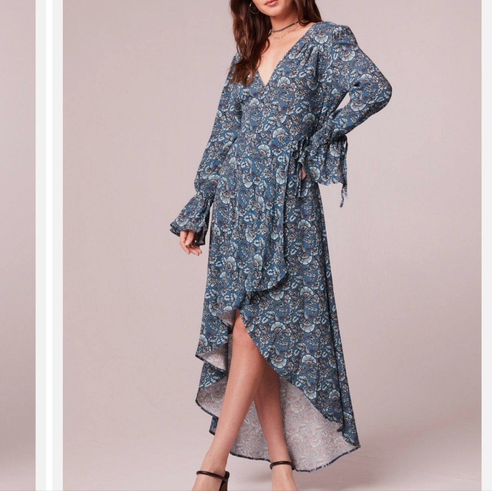 Band of The Free Jewel Teal Floral Wrap Maxi Dress